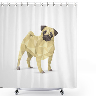 Personality  Geometric Pug Dog Shower Curtains