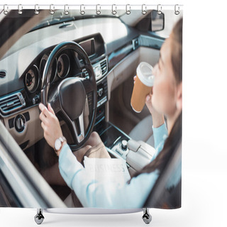 Personality  Woman Driving Car Shower Curtains
