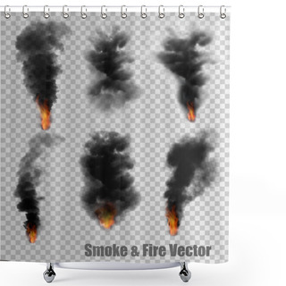 Personality  Black Smoke And Fire Vectors On Transparent Background. Vector I Shower Curtains