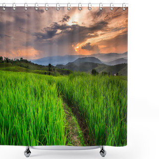 Personality  Paddy Green Sunset View Shower Curtains