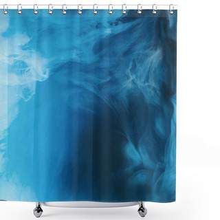 Personality  Full Frame Image Of Mixing Of Blue, Black And White Paints Splashes  In Water Shower Curtains