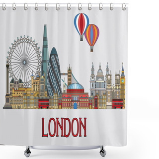 Personality  London Colorful Line Art 2 Shower Curtains