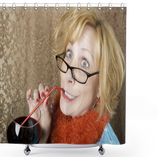 Personality  Crazy Woman Drinking Wine Shower Curtains