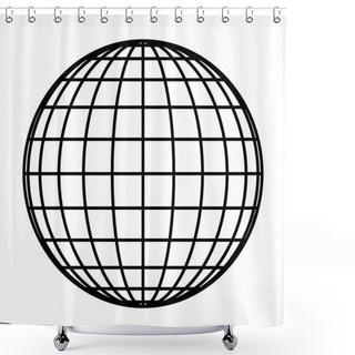 Personality  Earth Planet Globe Grid Of Black Thick Meridians And Parallels, Or Latitude And Longitude. 3D Vector Illustration Shower Curtains