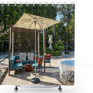 Personality  Outdoor Lounging Chairs And Seats On Patio In Garden Shower Curtains