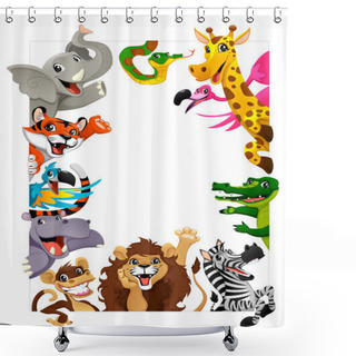 Personality  Funny Group Of Jungle Animals Shower Curtains