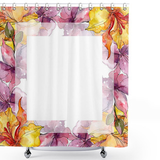 Personality  Orchid Floral Botanical Flowers. Wild Spring Leaf Wildflower. Watercolor Background Illustration Set. Watercolour Drawing Fashion Aquarelle. Frame Border Ornament Square. Shower Curtains