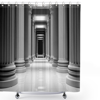 Personality  White Marble Pillars In A Row Inside A Building  Shower Curtains