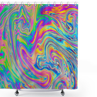 Personality  Psychedelic Multicolored Patterns Background. Photo Macro Shot Of Soap Bubbles Shower Curtains