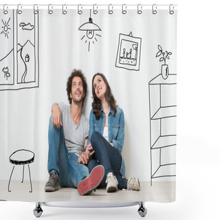 Personality  Happy Couple Dream New Home Shower Curtains