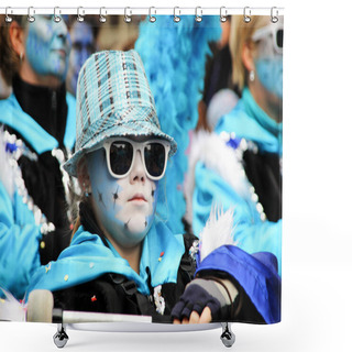 Personality  Boy Dressed In Blue Costumes In Carnival Parade. Shower Curtains