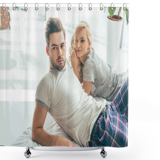 Personality  Young Couple In Bedroom Shower Curtains