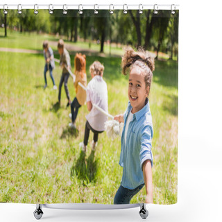 Personality  Kids Playing Tug Of War Shower Curtains