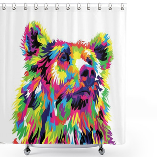 Personality  Colorful Bear Illustration. Bear Art. Bear Drawing. Bear Vector  Shower Curtains