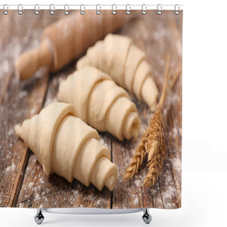 Personality  Raw Croissants On Wooden Table Shower Curtains