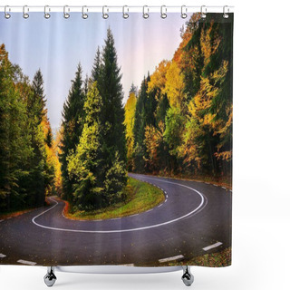 Personality  Crawling Road  Through The Mountains During The Autumn Season Shower Curtains