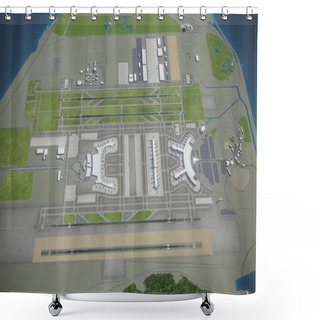 Personality  Seoul Incheon International Airport - ICN - 3D Model Aerial Rendering Shower Curtains
