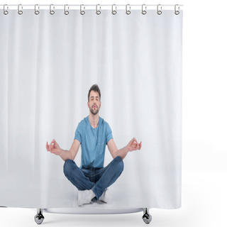 Personality  Man Sitting On Floor Shower Curtains