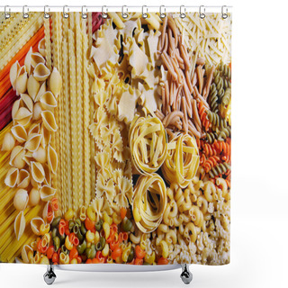 Personality  Different Types Of Pasta, Macro View Shower Curtains