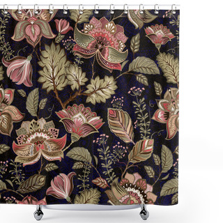 Personality  Colorful Seamless Pattern. Floral Background. Flowers Wallpaper Shower Curtains