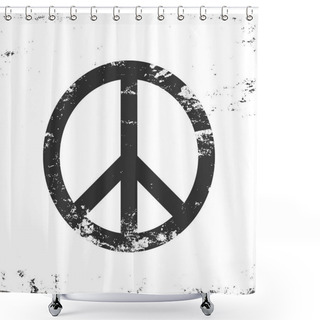 Personality  Peace Symbol With Grunge Texture, Black And White Vintage Design Shower Curtains