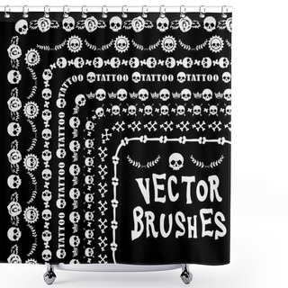 Personality  Grunge Collection Line Brushe Skull Shower Curtains