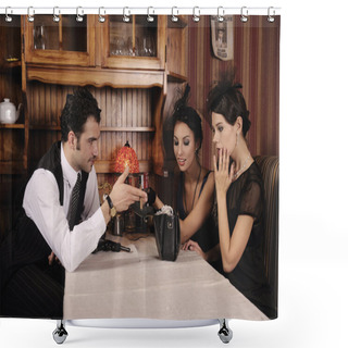 Personality  Gangsters Man And Women. Shower Curtains