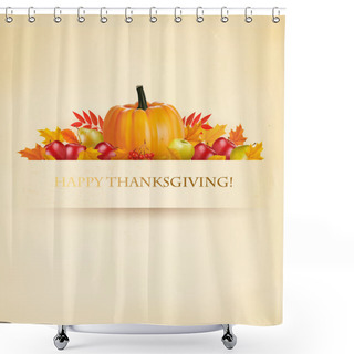 Personality  Retro Happy Thanksgiving Background. Vector. Shower Curtains