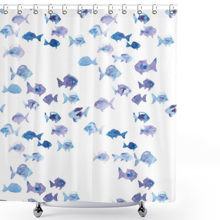 Personality  Watercolor Fish Seamless Pattern Shower Curtains