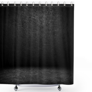 Personality  Black Dark Leather Wall And Black Floor Interior Shower Curtains
