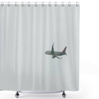 Personality  Low Angle View Of Flight Departure Of Plane In Cloudy Sky  Shower Curtains