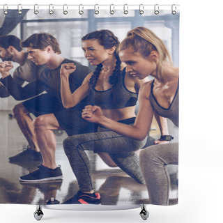 Personality  Sporty People Exercising In Gym  Shower Curtains