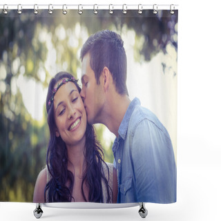 Personality  Cute Couple Kissing In The Park Shower Curtains