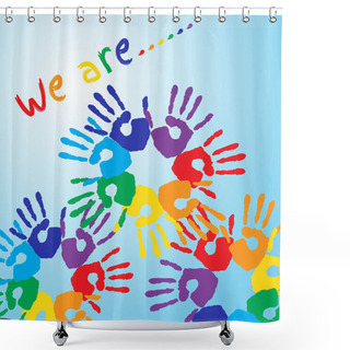 Personality  Rainbow Hand Prints Shower Curtains
