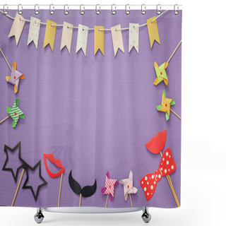 Personality  Top View Of Funny Party Paper Accessories Shower Curtains