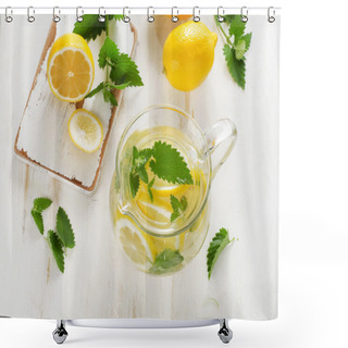 Personality  Water With Fresh Lemon And Mint Shower Curtains