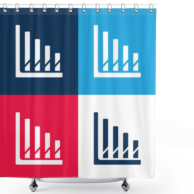 Personality  Analytics Blue And Red Four Color Minimal Icon Set Shower Curtains