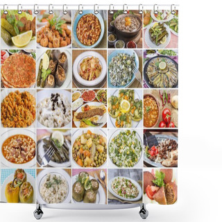 Personality  Traditional Delicious Turkish Foods Various Collage Concept Photo. Shower Curtains