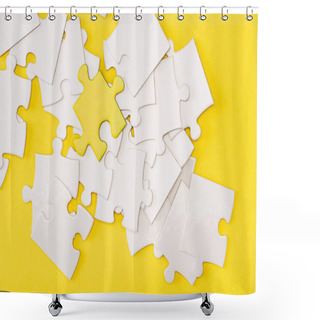 Personality  Top View Of Unique Piece Of Puzzle Among Another On Yellow Shower Curtains