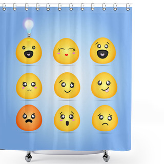 Personality  Set Of Characters Of Yellow Emoticons Shower Curtains