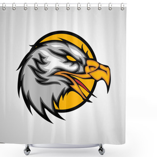Personality  Vector Illustration Of A Eagle Head Snapping Set Inside Circle. Shower Curtains