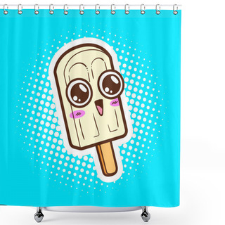Personality  Cute Popsicle Vector Cartoon Shower Curtains