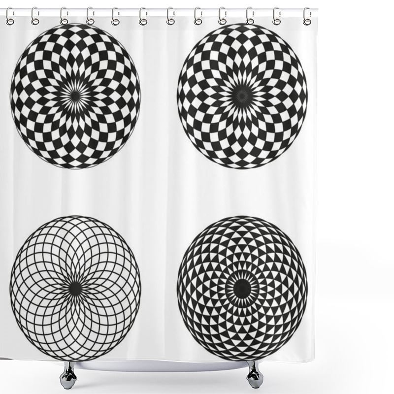 Personality  Monochrome Elegant Pattern. Black And White Geometric Circular Pattern. Shower Curtains