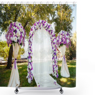 Personality  Wedding Arch In The Ipen Air Shower Curtains
