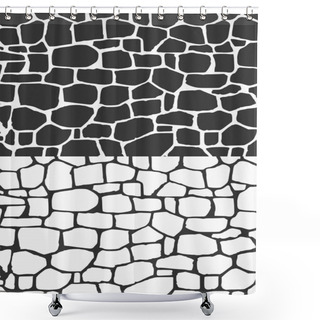 Personality  Vector Texture Background Of A Wall Made Of Black Stones Shower Curtains