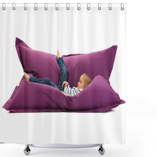 Personality  Little Girl Posing On Beanbag Shower Curtains