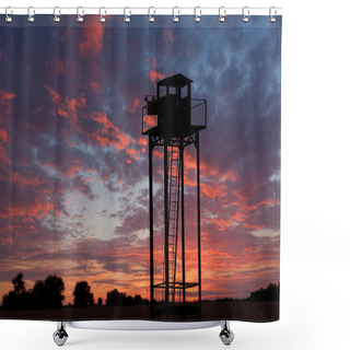 Personality  Watch Tower On Sunset Sky Shower Curtains