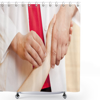 Personality  Doctor Checking A Patients Pulse Shower Curtains