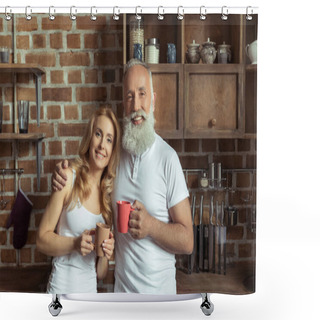 Personality  Couple With Coffee Cups Shower Curtains