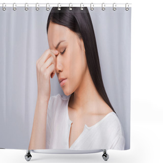 Personality  Depressed Young Asian Woman Shower Curtains